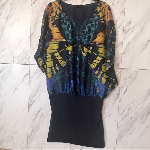 Express Dresses & Skirts - 3/$60 Express Navy Butterfly Silky Bodycon Dress SZ S